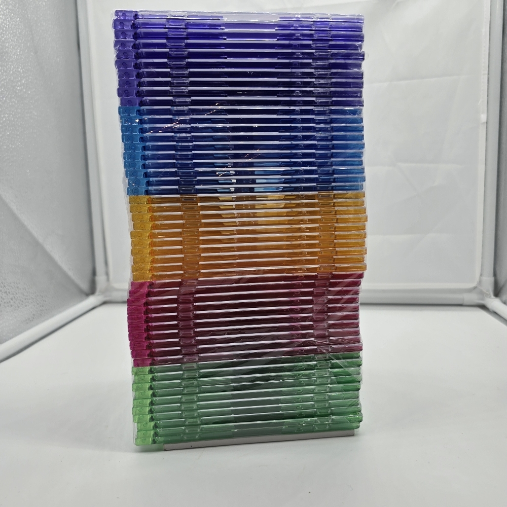50 Empty CD And DVD Slim Jewel Cases Assorted Colors BRAND NEW